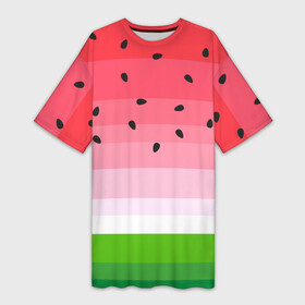 Платье-футболка 3D с принтом Арбузик в Новосибирске,  |  | Тематика изображения на принте: pattern | trend | арбуз | зеленый | косточки | красный | мода | патерн | паттерн | розовый | текстура | тренд | фрукт | ягода