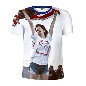 Мужская футболка 3D спортивная с принтом Lana Del Rey в Новосибирске, 100% полиэстер с улучшенными характеристиками | приталенный силуэт, круглая горловина, широкие плечи, сужается к линии бедра | Тематика изображения на принте: lana del rey | лана дель рей