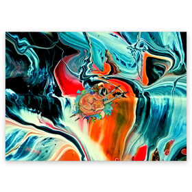 Поздравительная открытка с принтом Лиса художник в Новосибирске, 100% бумага | плотность бумаги 280 г/м2, матовая, на обратной стороне линовка и место для марки
 | 3d | abstract | abstraction | fox | spray | абстракция | животные | кисти | краски | лиса | лисица | текстуры | художник