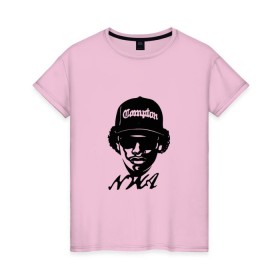 Женская футболка хлопок с принтом NWA в Новосибирске, 100% хлопок | прямой крой, круглый вырез горловины, длина до линии бедер, слегка спущенное плечо | compton | dr dre | eazy e | ice cube | nwa | rap hip hop | комптон | лос анджелес | рэп | хип хоп