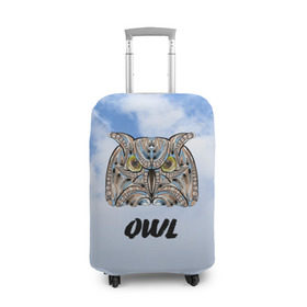 Чехол для чемодана 3D с принтом Owl в Новосибирске, 86% полиэфир, 14% спандекс | двустороннее нанесение принта, прорези для ручек и колес | owl | животные | полуночник | природа | сова | сыч | филин | этника