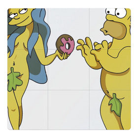 Магнитный плакат 3Х3 с принтом Симпсоны в Новосибирске, Полимерный материал с магнитным слоем | 9 деталей размером 9*9 см | bart | homer | love | simpsons | адам | барт | гомер | ева | любовь | мульт | мультфильм | пончик | симпсоны