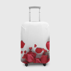 Чехол для чемодана 3D с принтом Розы в Новосибирске, 86% полиэфир, 14% спандекс | двустороннее нанесение принта, прорези для ручек и колес | flowers | gift | hearts | love | red | romantic | roses | valentines day | красные розы | сердечки