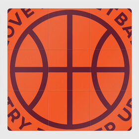 Магнитный плакат 3Х3 с принтом Люблю баскетбол в Новосибирске, Полимерный материал с магнитным слоем | 9 деталей размером 9*9 см | Тематика изображения на принте: basketball | i love | try to keep up | мяч | спортсмен