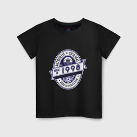 Детская футболка хлопок с принтом Made in 1998 в Новосибирске, 100% хлопок | круглый вырез горловины, полуприлегающий силуэт, длина до линии бедер | 1998 | best | year | возраст | год | дата | день рождения | дочь | именинник | королева | король | лучший | оригинал | родители | рождение | сын