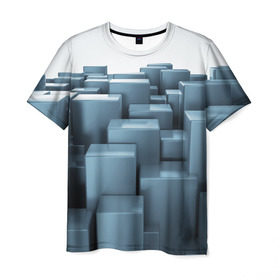 Мужская футболка 3D с принтом Кубическая текстура в Новосибирске, 100% полиэфир | прямой крой, круглый вырез горловины, длина до линии бедер | abstract | abstraction | block | tessera | абстракция | кубики | текстура