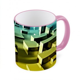 Кружка 3D с принтом Плавающие кубы в Новосибирске, керамика | ёмкость 330 мл | abstract | abstraction | block | tessera | абстракция | кубики | текстура