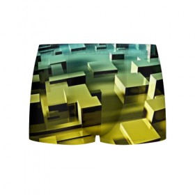 Мужские трусы 3D с принтом Плавающие кубы в Новосибирске, 50% хлопок, 50% полиэстер | классическая посадка, на поясе мягкая тканевая резинка | Тематика изображения на принте: abstract | abstraction | block | tessera | абстракция | кубики | текстура