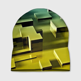 Шапка 3D с принтом Плавающие кубы в Новосибирске, 100% полиэстер | универсальный размер, печать по всей поверхности изделия | abstract | abstraction | block | tessera | абстракция | кубики | текстура