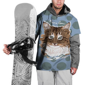Накидка на куртку 3D с принтом Мейн-Кун в Новосибирске, 100% полиэстер |  | cat | kitten | kitty | maine coon | pet | арт | животные | коты | кошки | кружочки | мейн кун | текстура