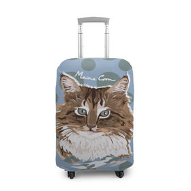 Чехол для чемодана 3D с принтом Мейн-Кун в Новосибирске, 86% полиэфир, 14% спандекс | двустороннее нанесение принта, прорези для ручек и колес | cat | kitten | kitty | maine coon | pet | арт | животные | коты | кошки | кружочки | мейн кун | текстура