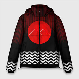 Мужская зимняя куртка 3D с принтом Twin Peaks в Новосибирске, верх — 100% полиэстер; подкладка — 100% полиэстер; утеплитель — 100% полиэстер | длина ниже бедра, свободный силуэт Оверсайз. Есть воротник-стойка, отстегивающийся капюшон и ветрозащитная планка. 

Боковые карманы с листочкой на кнопках и внутренний карман на молнии. | герои | детектив | драма | знаки | кино | сериал | сериаломан | серия | символы | твин пикс | третий сезон | фильм