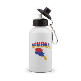 Бутылка спортивная с принтом Армения в Новосибирске, металл | емкость — 500 мл, в комплекте две пластиковые крышки и карабин для крепления | armenia | азия | арарат | армения | армяне | армянин | кавказ | коньяк | патриот | страна