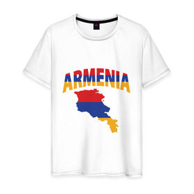Мужская футболка хлопок с принтом Армения в Новосибирске, 100% хлопок | прямой крой, круглый вырез горловины, длина до линии бедер, слегка спущенное плечо. | armenia | азия | арарат | армения | армяне | армянин | кавказ | коньяк | патриот | страна