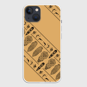 Чехол для iPhone 13 с принтом Tribal в Новосибирске,  |  | african | ethnic | tribal | африка | африканский | оранжевый | трайбал | узор | черный | этно