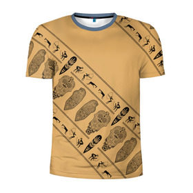 Мужская футболка 3D спортивная с принтом Tribal в Новосибирске, 100% полиэстер с улучшенными характеристиками | приталенный силуэт, круглая горловина, широкие плечи, сужается к линии бедра | Тематика изображения на принте: african | ethnic | tribal | африка | африканский | оранжевый | трайбал | узор | черный | этно