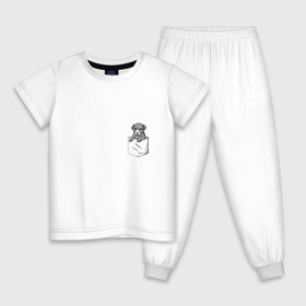 Детская пижама хлопок с принтом Карман в Новосибирске, 100% хлопок |  брюки и футболка прямого кроя, без карманов, на брюках мягкая резинка на поясе и по низу штанин
 | Тематика изображения на принте: дог | карман | собака | щенок