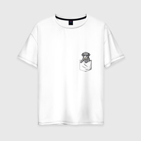 Женская футболка хлопок Oversize с принтом Карман в Новосибирске, 100% хлопок | свободный крой, круглый ворот, спущенный рукав, длина до линии бедер
 | дог | карман | собака | щенок