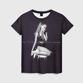 Женская футболка 3D с принтом Ariana Grande в Новосибирске, 100% полиэфир ( синтетическое хлопкоподобное полотно) | прямой крой, круглый вырез горловины, длина до линии бедер | ariana grande