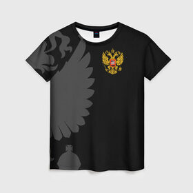 Женская футболка 3D с принтом Russia - Black collection в Новосибирске, 100% полиэфир ( синтетическое хлопкоподобное полотно) | прямой крой, круглый вырез горловины, длина до линии бедер | Тематика изображения на принте: 0x000000123 | black collection | russia | россия