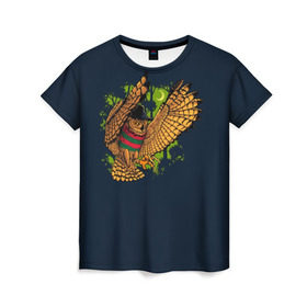 Женская футболка 3D с принтом Сова - Фредди Крюгер в Новосибирске, 100% полиэфир ( синтетическое хлопкоподобное полотно) | прямой крой, круглый вырез горловины, длина до линии бедер | bird | freddy krueger | owl | когти | лапа | луна | ночь | пернатые | птица | сова