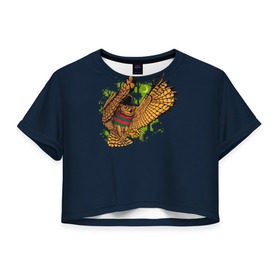 Женская футболка 3D укороченная с принтом Сова - Фредди Крюгер в Новосибирске, 100% полиэстер | круглая горловина, длина футболки до линии талии, рукава с отворотами | bird | freddy krueger | owl | когти | лапа | луна | ночь | пернатые | птица | сова