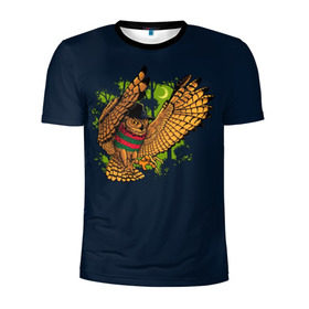 Мужская футболка 3D спортивная с принтом Сова - Фредди Крюгер в Новосибирске, 100% полиэстер с улучшенными характеристиками | приталенный силуэт, круглая горловина, широкие плечи, сужается к линии бедра | bird | freddy krueger | owl | когти | лапа | луна | ночь | пернатые | птица | сова