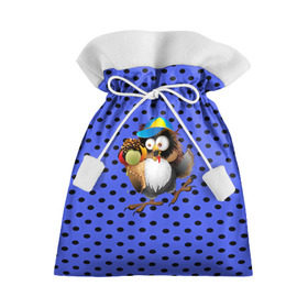 Подарочный 3D мешок с принтом Счастливый совенок в Новосибирске, 100% полиэстер | Размер: 29*39 см | owl | summer | животные | лето | мороженое | полуночник | природа | сова | сыч | филин
