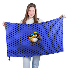 Флаг 3D с принтом Счастливый совенок в Новосибирске, 100% полиэстер | плотность ткани — 95 г/м2, размер — 67 х 109 см. Принт наносится с одной стороны | owl | summer | животные | лето | мороженое | полуночник | природа | сова | сыч | филин