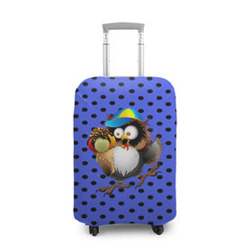 Чехол для чемодана 3D с принтом Счастливый совенок в Новосибирске, 86% полиэфир, 14% спандекс | двустороннее нанесение принта, прорези для ручек и колес | owl | summer | животные | лето | мороженое | полуночник | природа | сова | сыч | филин
