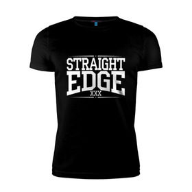 Мужская футболка премиум с принтом straight edge xxx в Новосибирске, 92% хлопок, 8% лайкра | приталенный силуэт, круглый вырез ворота, длина до линии бедра, короткий рукав | drugfree | edge | hardcore | punk | sxe