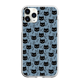 Чехол для iPhone 11 Pro матовый с принтом Хипстер коты 2 в Новосибирске, Силикон |  | cat | cat heads | felix | hipster | kitty | голова животного | голова кота | кот | котенок | котик | коты | кошка | милые котятки | с котами | треугольники | усатый полосатый | хипстер | черный кот