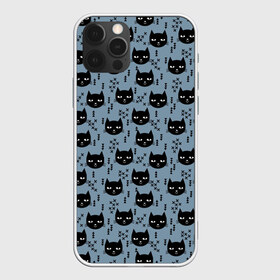 Чехол для iPhone 12 Pro Max с принтом Хипстер коты 2 в Новосибирске, Силикон |  | Тематика изображения на принте: cat | cat heads | felix | hipster | kitty | голова животного | голова кота | кот | котенок | котик | коты | кошка | милые котятки | с котами | треугольники | усатый полосатый | хипстер | черный кот