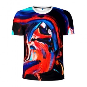 Мужская футболка 3D спортивная с принтом Узоры красок в Новосибирске, 100% полиэстер с улучшенными характеристиками | приталенный силуэт, круглая горловина, широкие плечи, сужается к линии бедра | абстракция | потертость | размытые | текстуры | цветные | яркие