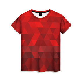 Женская футболка 3D с принтом Red pattern в Новосибирске, 100% полиэфир ( синтетическое хлопкоподобное полотно) | прямой крой, круглый вырез горловины, длина до линии бедер | геометрия | красный | треугольники