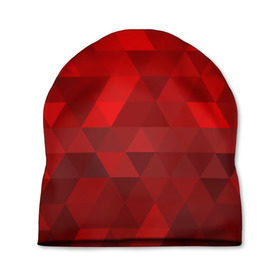 Шапка 3D с принтом Red pattern в Новосибирске, 100% полиэстер | универсальный размер, печать по всей поверхности изделия | геометрия | красный | треугольники