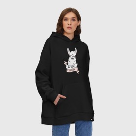 Худи SuperOversize хлопок с принтом No prob-llama в Новосибирске, 70% хлопок, 30% полиэстер, мягкий начес внутри | карман-кенгуру, эластичная резинка на манжетах и по нижней кромке, двухслойный капюшон
 | lama | лама