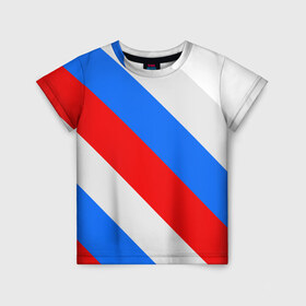 Детская футболка 3D с принтом Россия в Новосибирске, 100% гипоаллергенный полиэфир | прямой крой, круглый вырез горловины, длина до линии бедер, чуть спущенное плечо, ткань немного тянется | russia | флаг