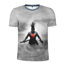 Мужская футболка 3D спортивная с принтом Самурай в Новосибирске, 100% полиэстер с улучшенными характеристиками | приталенный силуэт, круглая горловина, широкие плечи, сужается к линии бедра | Тематика изображения на принте: ниндзя | самурай | туман | япония