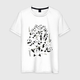 Мужская футболка хлопок с принтом Драка панд в Новосибирске, 100% хлопок | прямой крой, круглый вырез горловины, длина до линии бедер, слегка спущенное плечо. | Тематика изображения на принте: бамбук | бамбуковый медведь | бой | животное | злость | красная книга | кунгфу | мишка | опасный | оскал | панда | прикольный | тростник | эвкалипт | япония | ярость