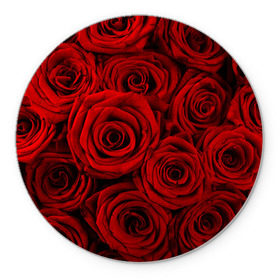 Коврик круглый с принтом Красные розы в Новосибирске, резина и полиэстер | круглая форма, изображение наносится на всю лицевую часть | букет | красный | розы | цветы
