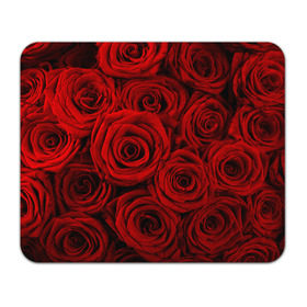 Коврик прямоугольный с принтом Красные розы в Новосибирске, натуральный каучук | размер 230 х 185 мм; запечатка лицевой стороны | букет | красный | розы | цветы