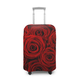 Чехол для чемодана 3D с принтом Красные розы в Новосибирске, 86% полиэфир, 14% спандекс | двустороннее нанесение принта, прорези для ручек и колес | букет | красный | розы | цветы