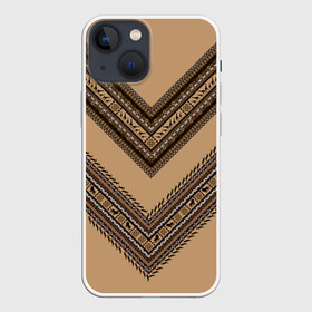 Чехол для iPhone 13 mini с принтом Tribal V shape в Новосибирске,  |  | african | ethnic | tribal | африка | африканский | бежевый | трайбал | узор | черный | этно