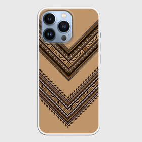 Чехол для iPhone 13 Pro с принтом Tribal V shape в Новосибирске,  |  | african | ethnic | tribal | африка | африканский | бежевый | трайбал | узор | черный | этно