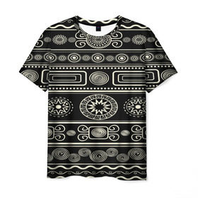Мужская футболка 3D с принтом Африканский мотив в Новосибирске, 100% полиэфир | прямой крой, круглый вырез горловины, длина до линии бедер | kniting | pattern | вышивание | вышивка | зимний | колосок | одежда | рукоделие | текстуры | узоры | украшение | шитье | этнический
