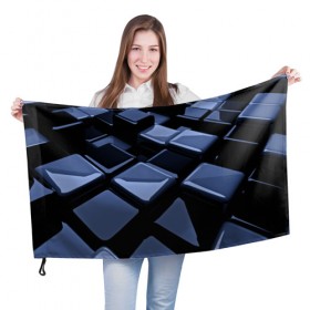 Флаг 3D с принтом Стильная абстракция в Новосибирске, 100% полиэстер | плотность ткани — 95 г/м2, размер — 67 х 109 см. Принт наносится с одной стороны | abstraction | geometry | абстракция | геометрия | кубики | кубы | фигуры