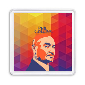 Магнит 55*55 с принтом Phil Collins в Новосибирске, Пластик | Размер: 65*65 мм; Размер печати: 55*55 мм | phil collins | актер | альтернатива | британский певец | музыкант | рок
