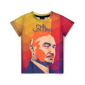 Детская футболка 3D с принтом Phil Collins в Новосибирске, 100% гипоаллергенный полиэфир | прямой крой, круглый вырез горловины, длина до линии бедер, чуть спущенное плечо, ткань немного тянется | phil collins | актер | альтернатива | британский певец | музыкант | рок