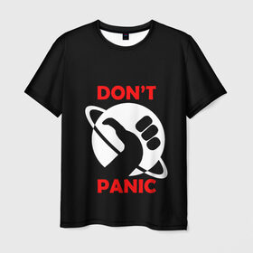 Мужская футболка 3D с принтом Don`t panic в Новосибирске, 100% полиэфир | прямой крой, круглый вырез горловины, длина до линии бедер | dont panic